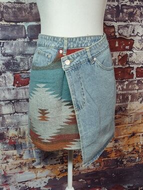 Miss Sparkling Southwestern Inspired Denim Wrap Skirt